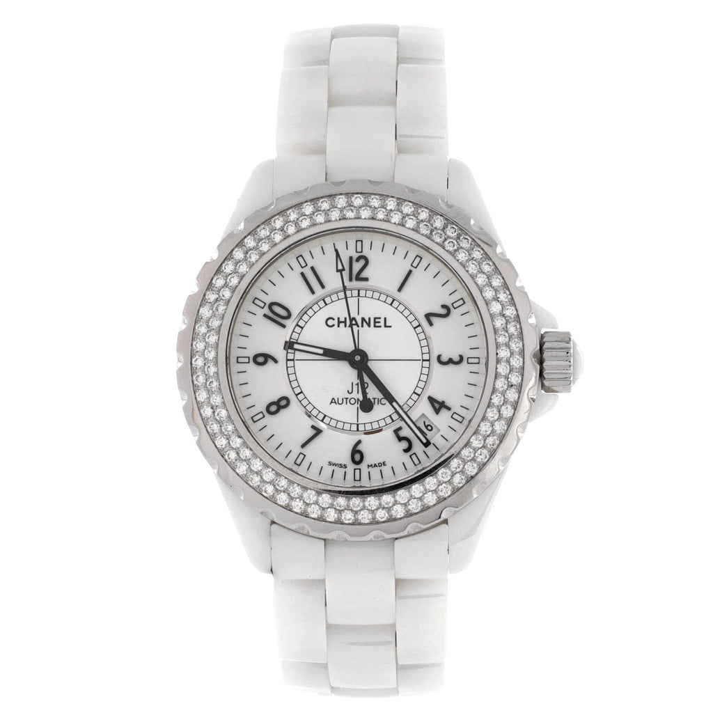 J12 Automatic Watch Ceramic and Stainless Steel with Diamond Bezel 38