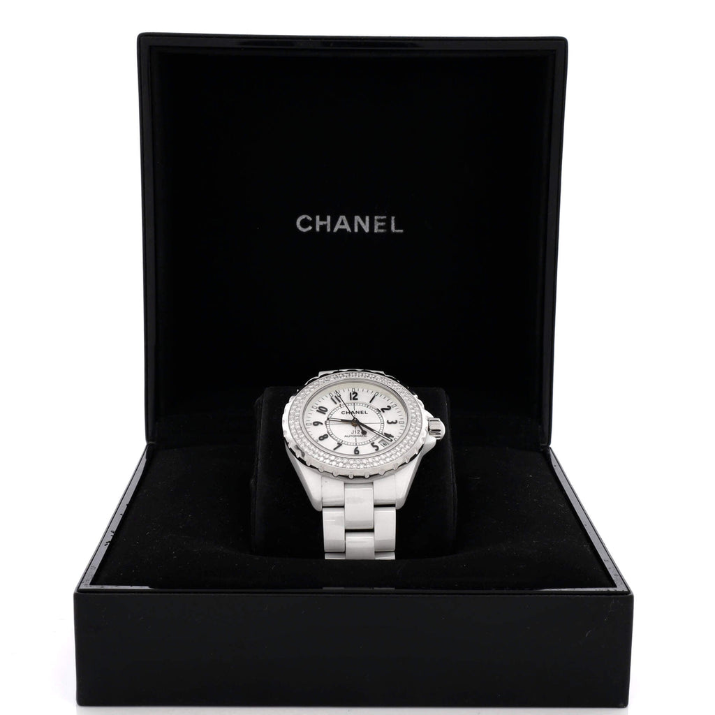 J12 Automatic Watch Ceramic and Stainless Steel with Diamond Bezel 38