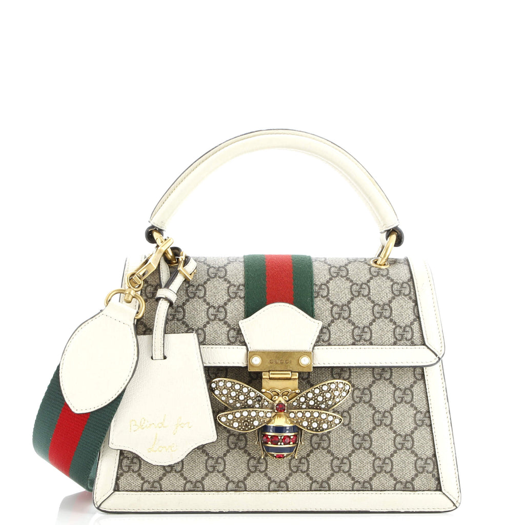 Queen Margaret Top Handle Bag GG Coated Canvas with Leather Small