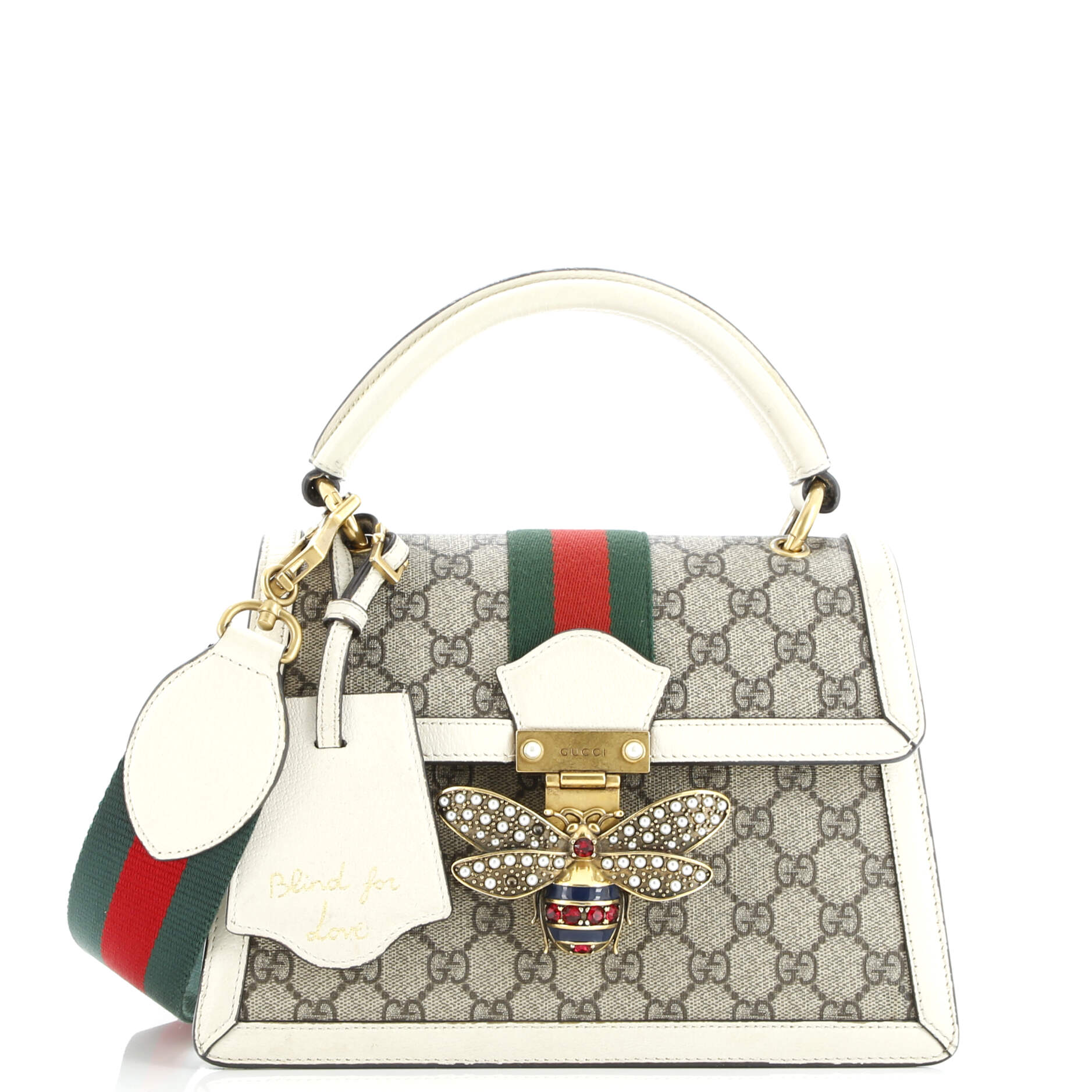 Queen Margaret Top Handle Bag GG Coated Canvas with Leather Small