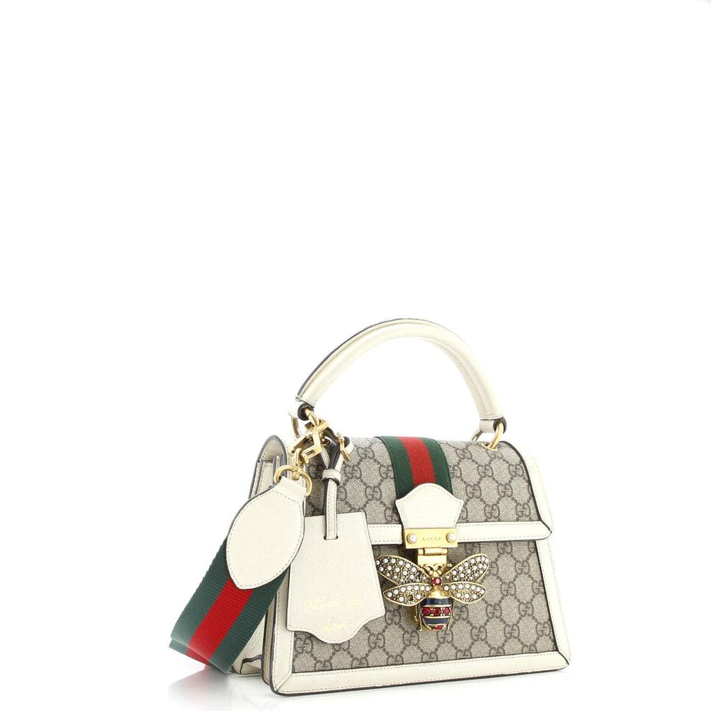 Queen Margaret Top Handle Bag GG Coated Canvas with Leather Small