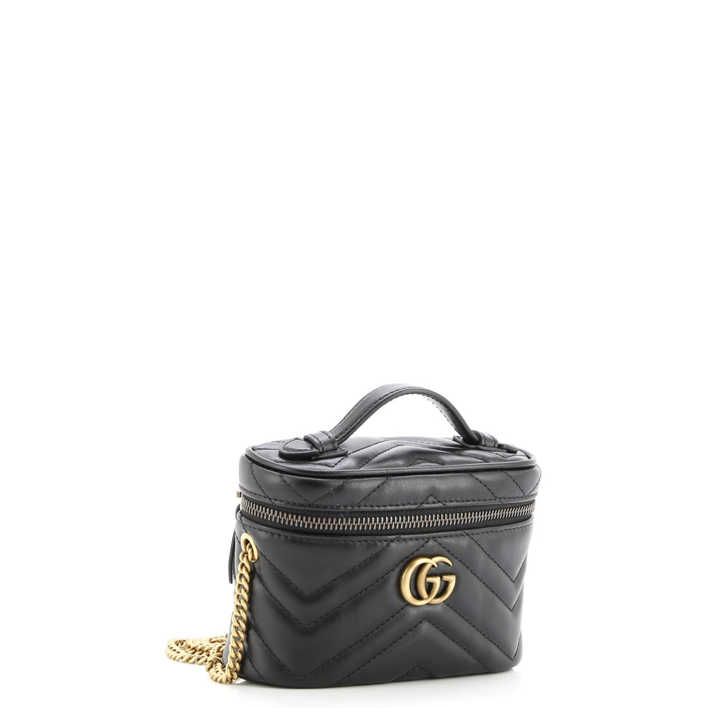 GG Marmont Top Handle Vanity Chain Bag Matelasse Leather Mini