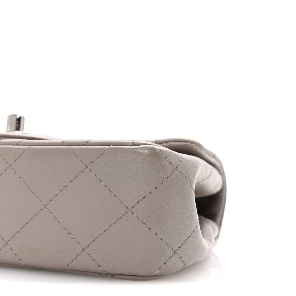 Lambskin Quilted Extra Mini Rectangular Flap Grey