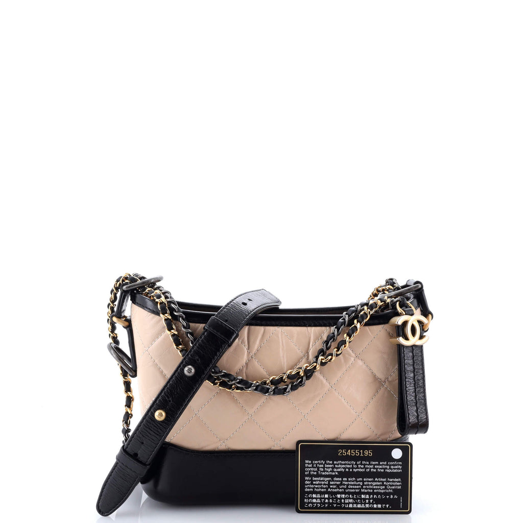 Bicolor Gabrielle Hobo Quilted Aged Calfskin Small