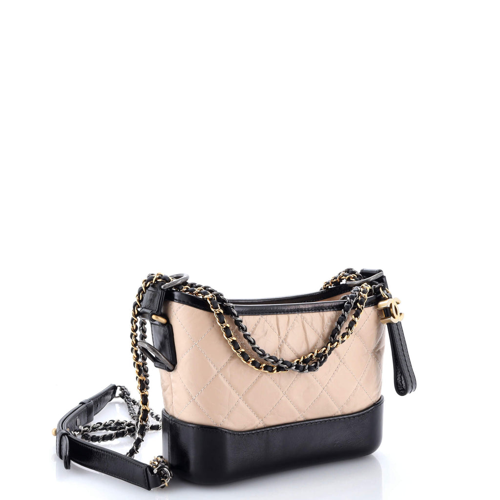 Bicolor Gabrielle Hobo Quilted Aged Calfskin Small