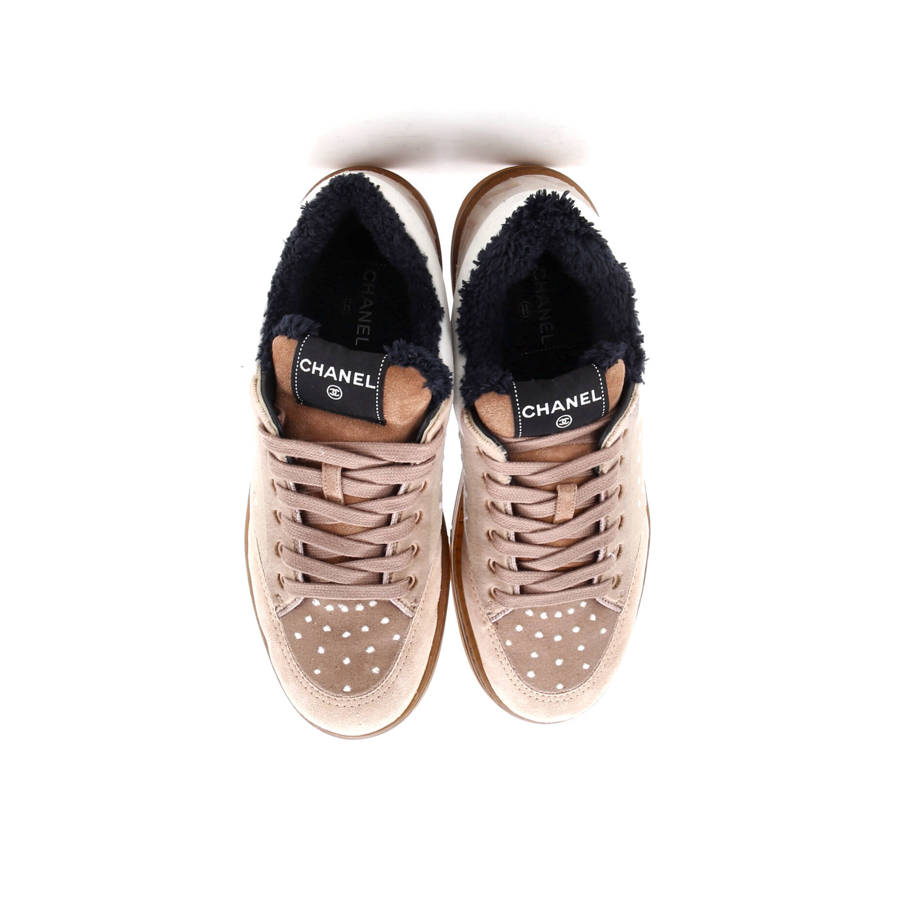 Women's Logo Low-Top Sneakers Suede and Shearling