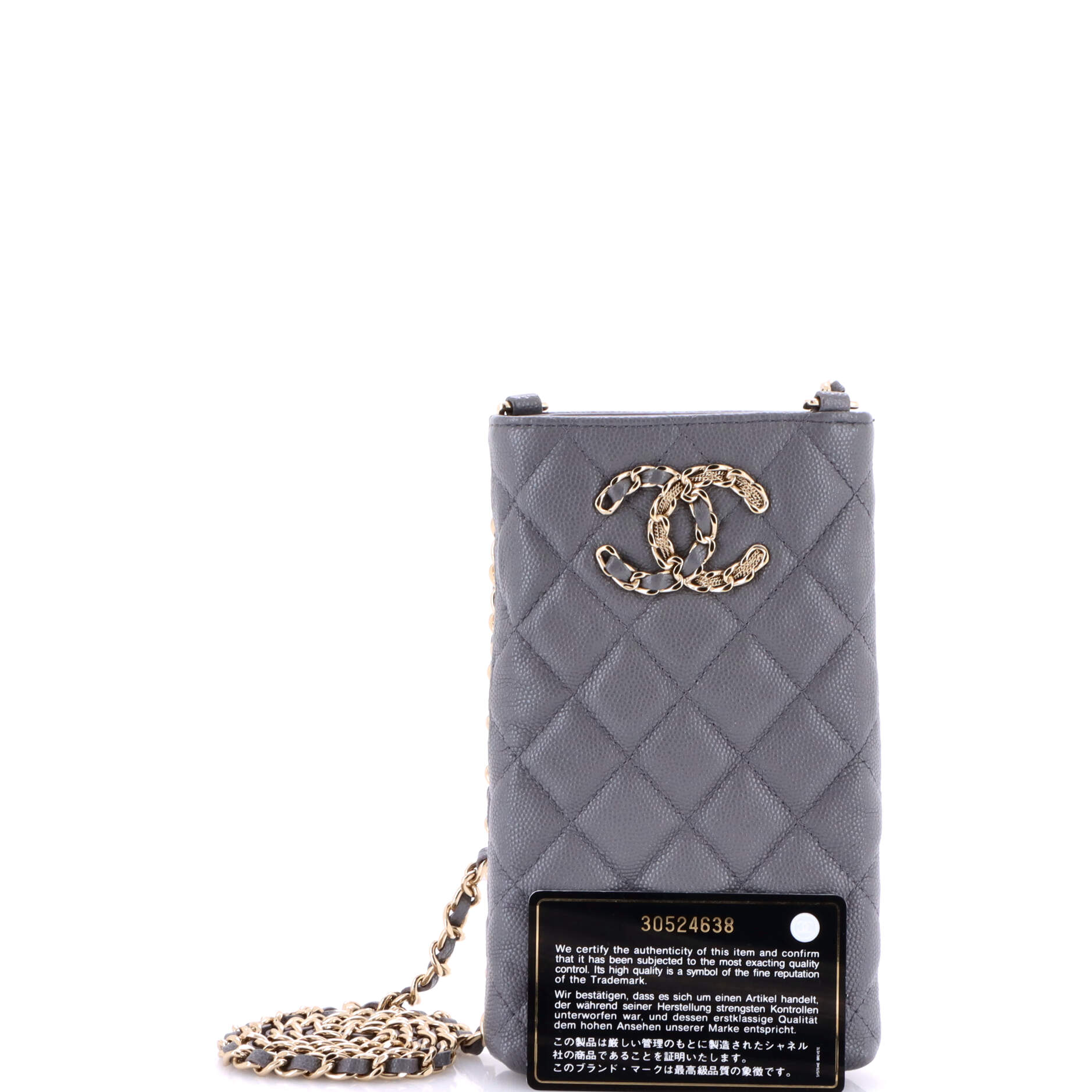 French New Wave Phone Holder Crossbody Bag Quilted Caviar