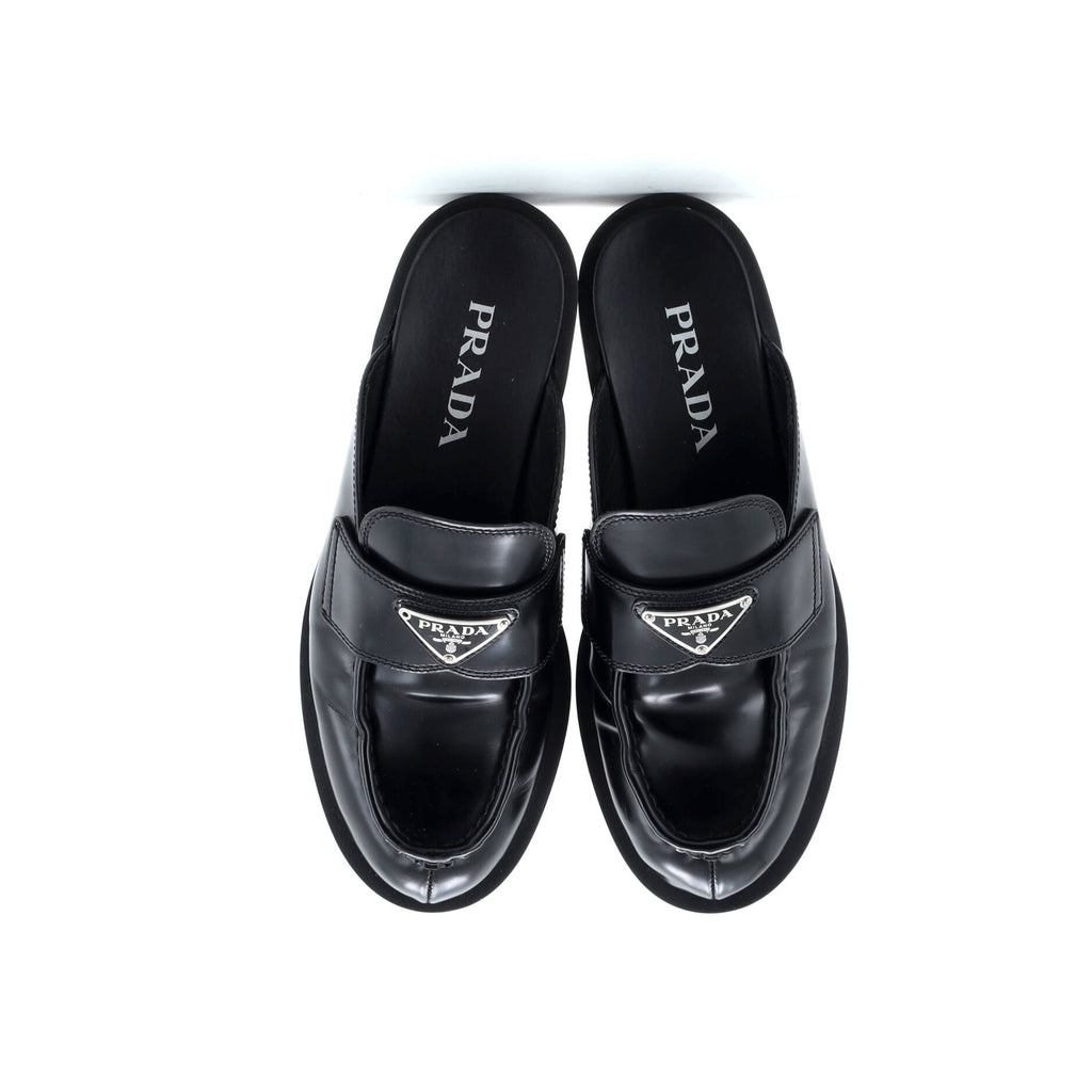 Women's Triangle Logo Slide Mules Leather
