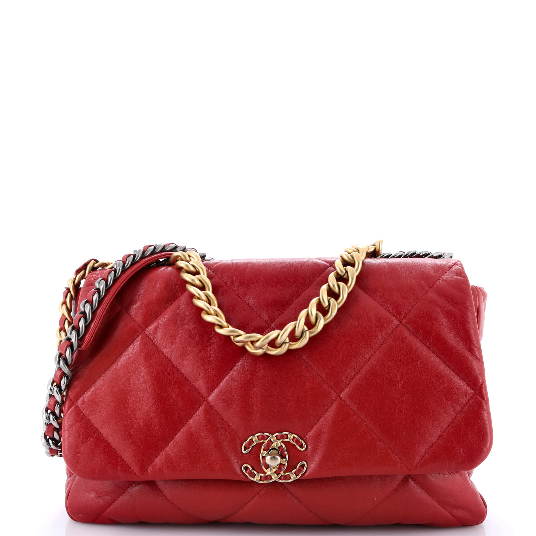 19 Flap Bag Quilted Leather Maxi