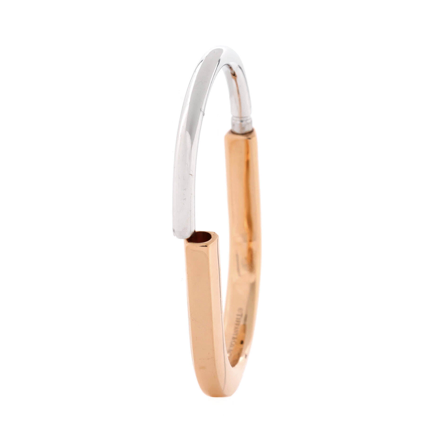 Lock Bangle Bracelet 18K Rose Gold and 18K White Gold