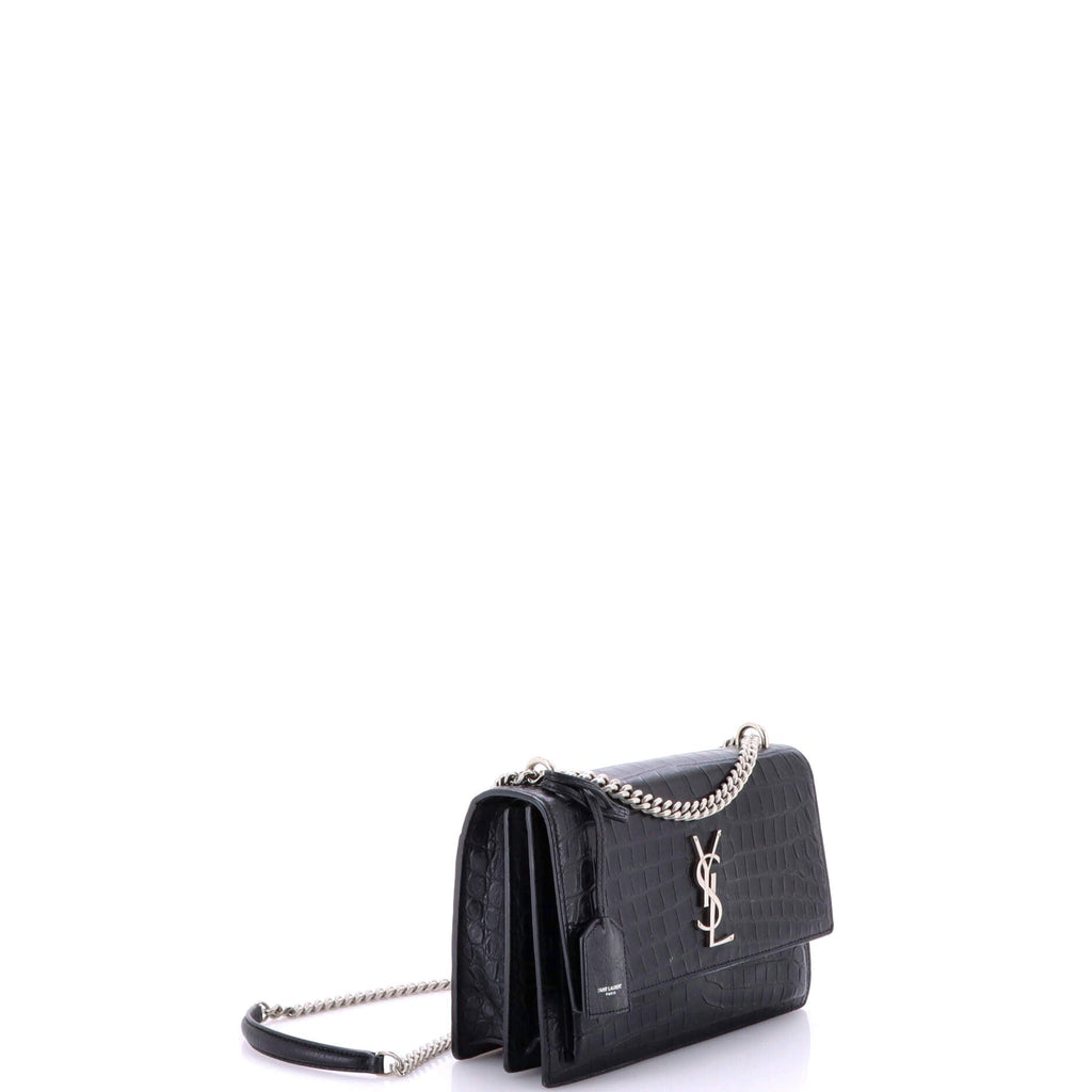 Sunset Crossbody Bag Crocodile Embossed Leather Medium