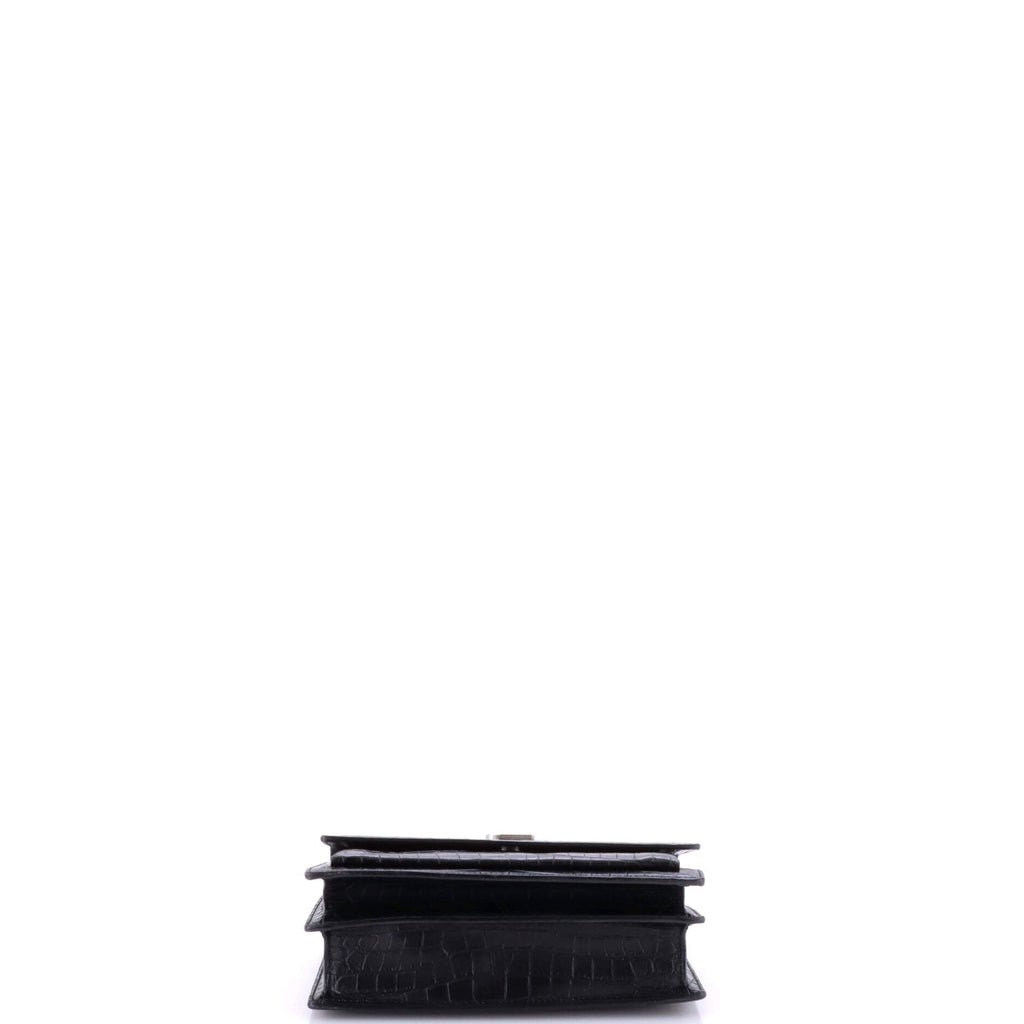 Sunset Crossbody Bag Crocodile Embossed Leather Medium