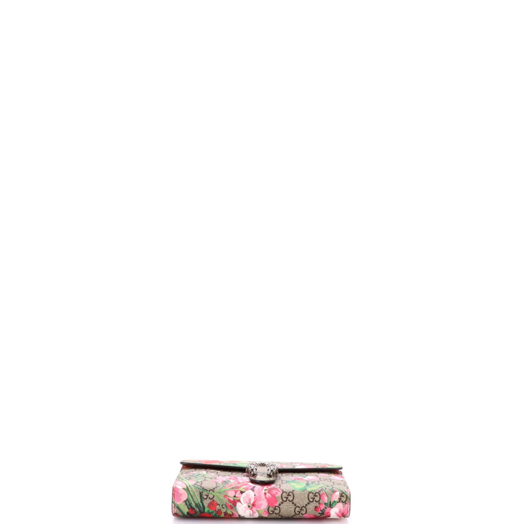 Dionysus Chain Wallet Blooms Print GG Coated Canvas Small