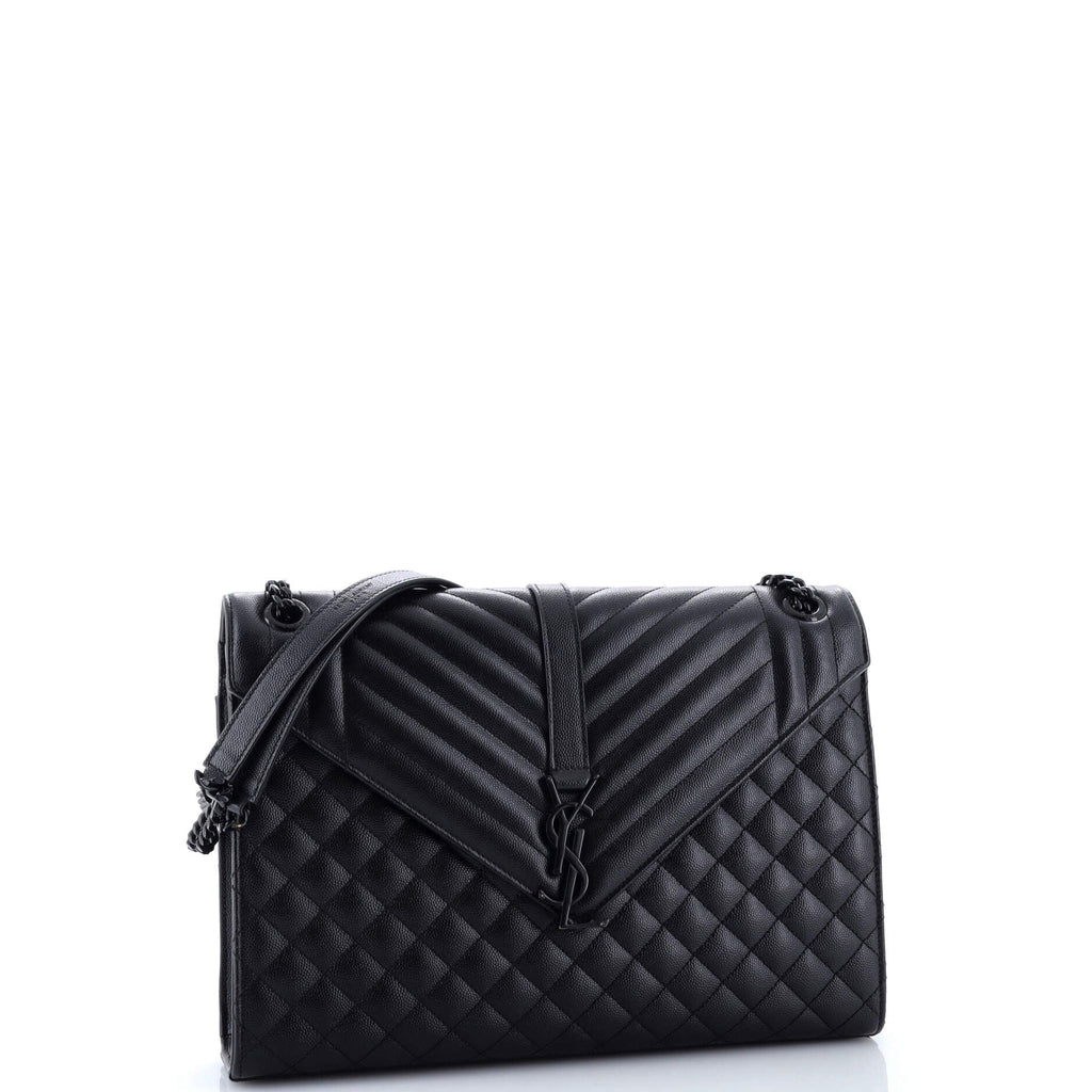 Classic Monogram Envelope Satchel Mixed Matelasse Leather Large