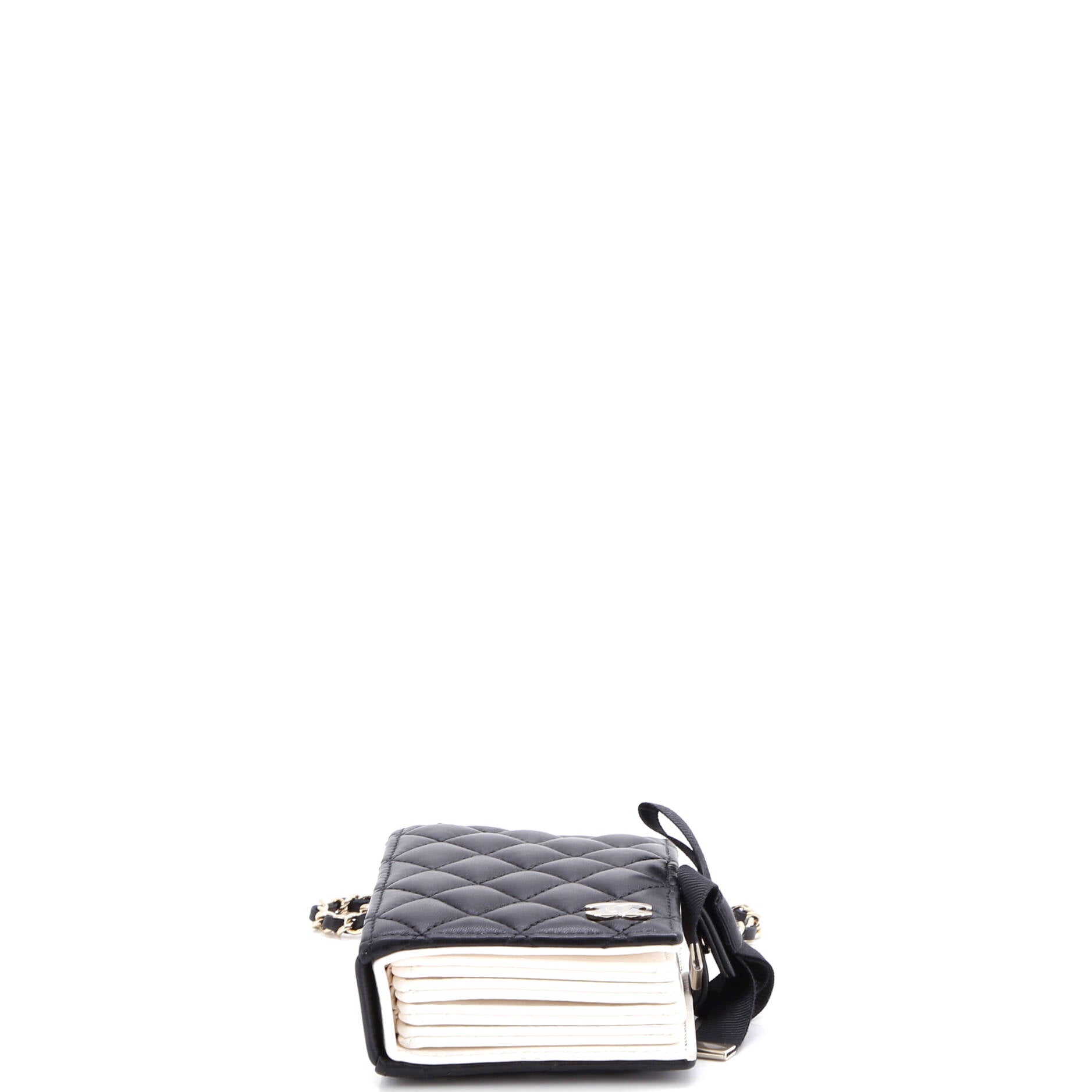 CC Book Card Holder with Chain Quilted Lambskin