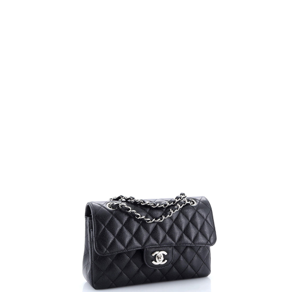 Classic Double Flap Bag Quilted Caviar Small