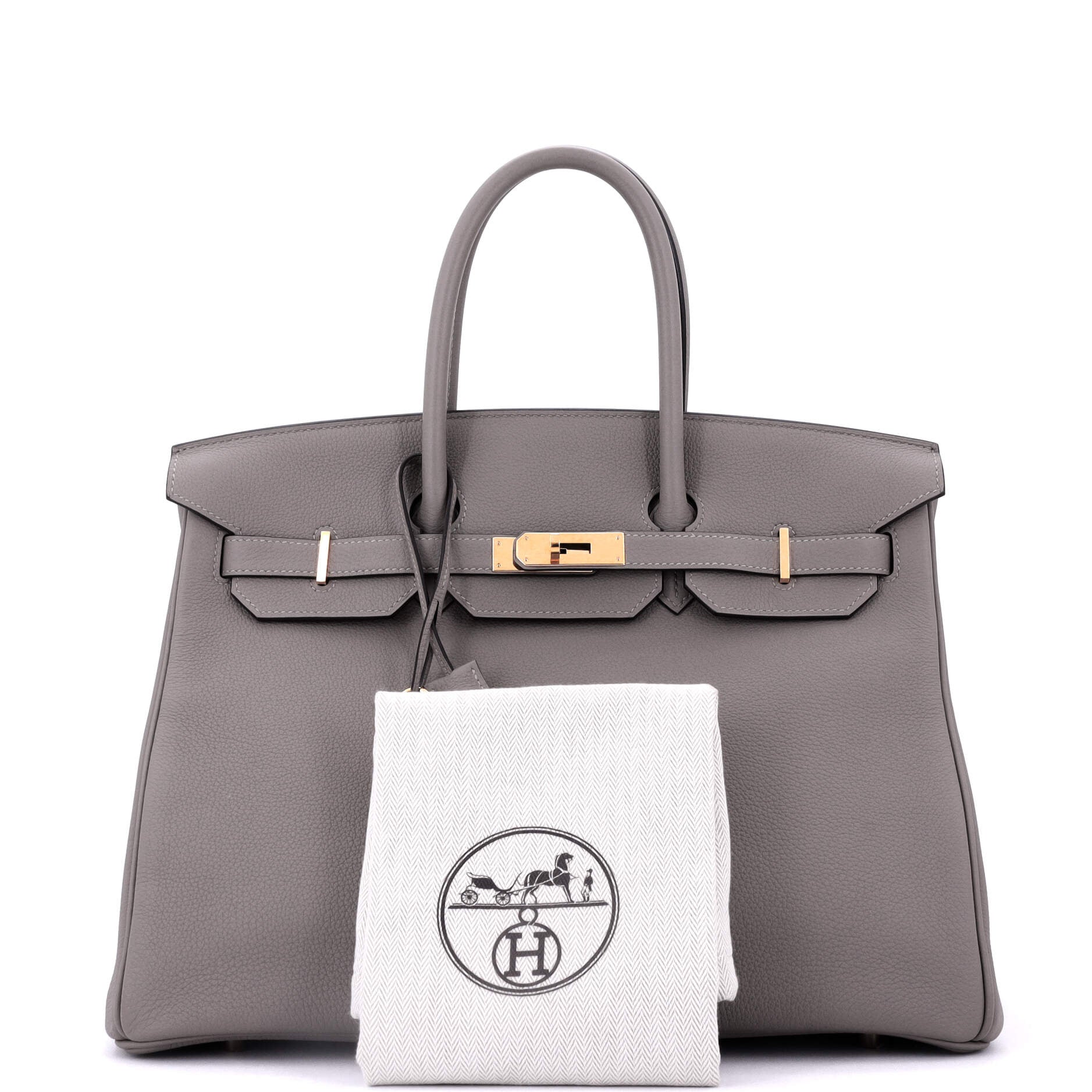 Birkin Handbag Grey Togo with Gold Hardware 35