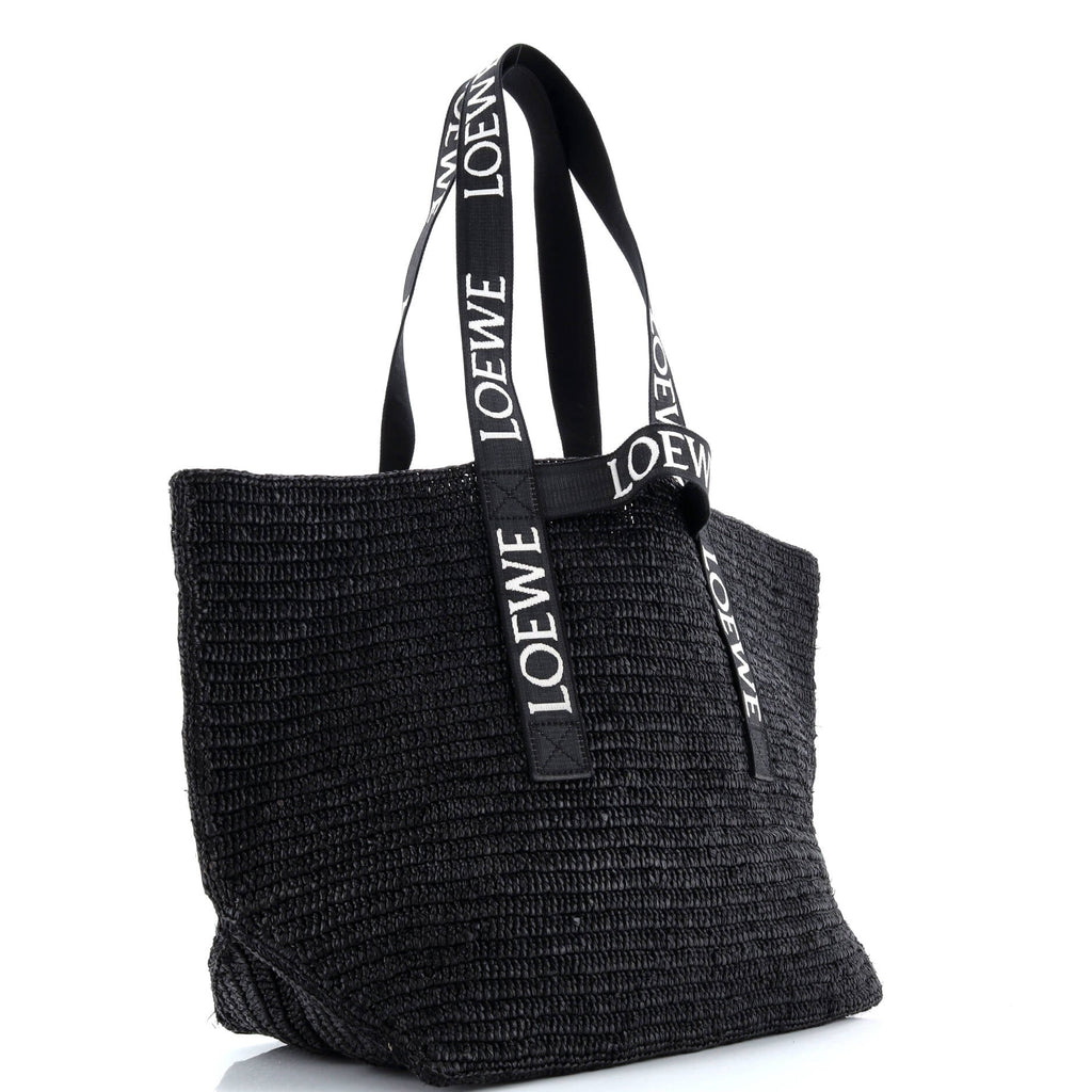 Fold Logo Strap Tote Raffia Large