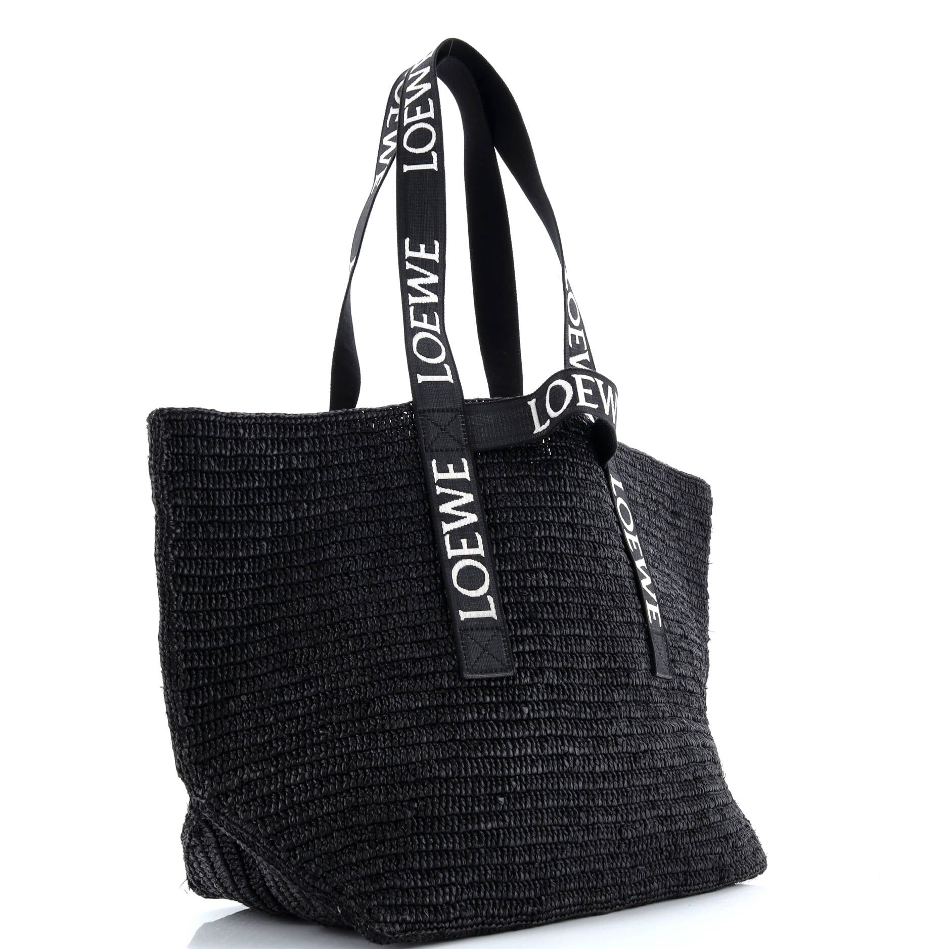 Fold Logo Strap Tote Raffia Large