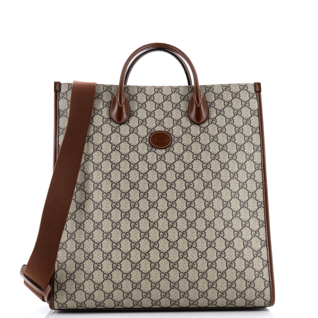 Vertical Structured Top Handle Open Tote GG Coated Canvas Medium