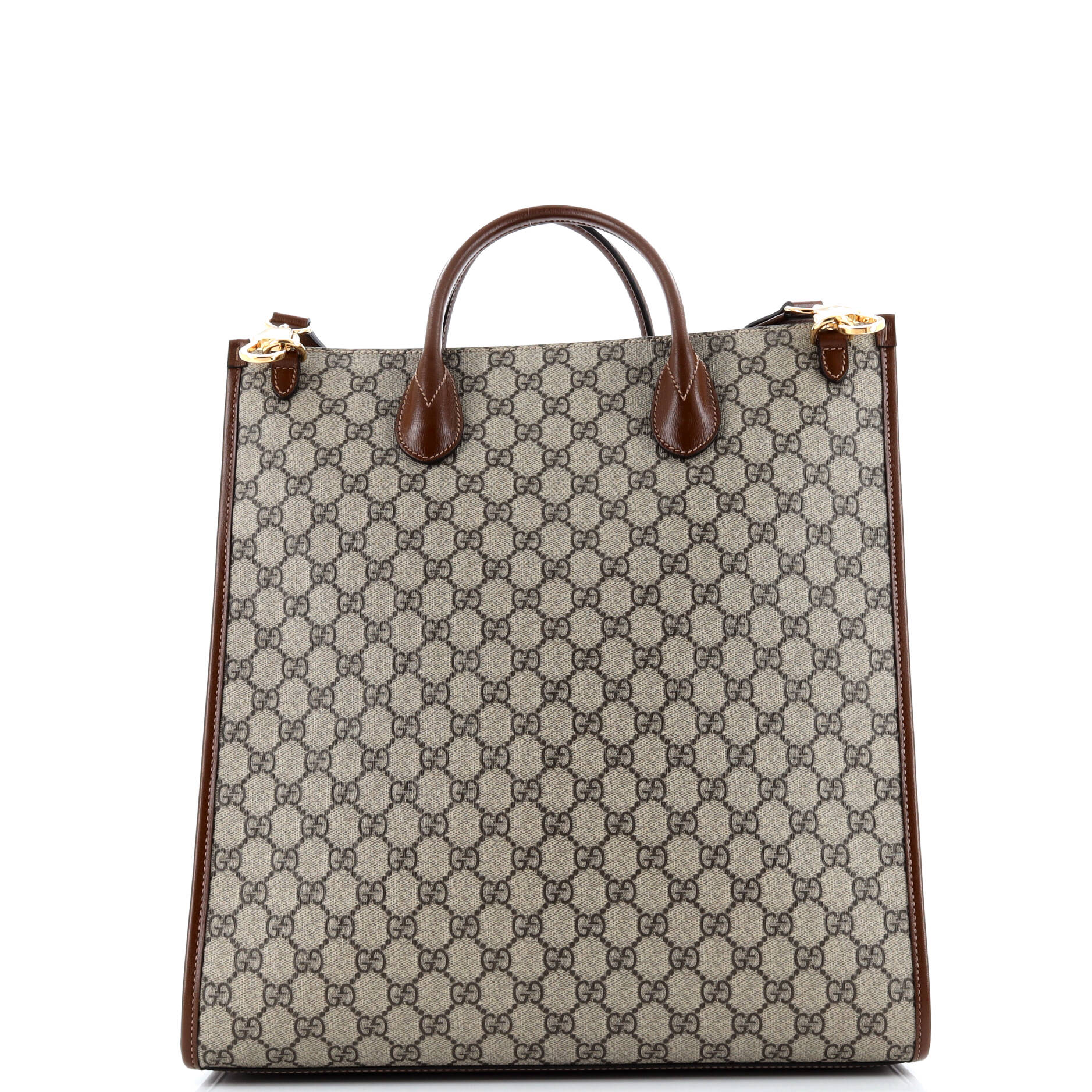 Vertical Structured Top Handle Open Tote GG Coated Canvas Medium