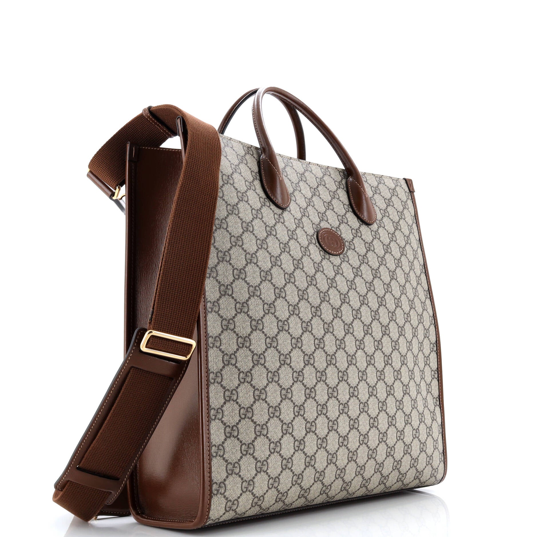Vertical Structured Top Handle Open Tote GG Coated Canvas Medium