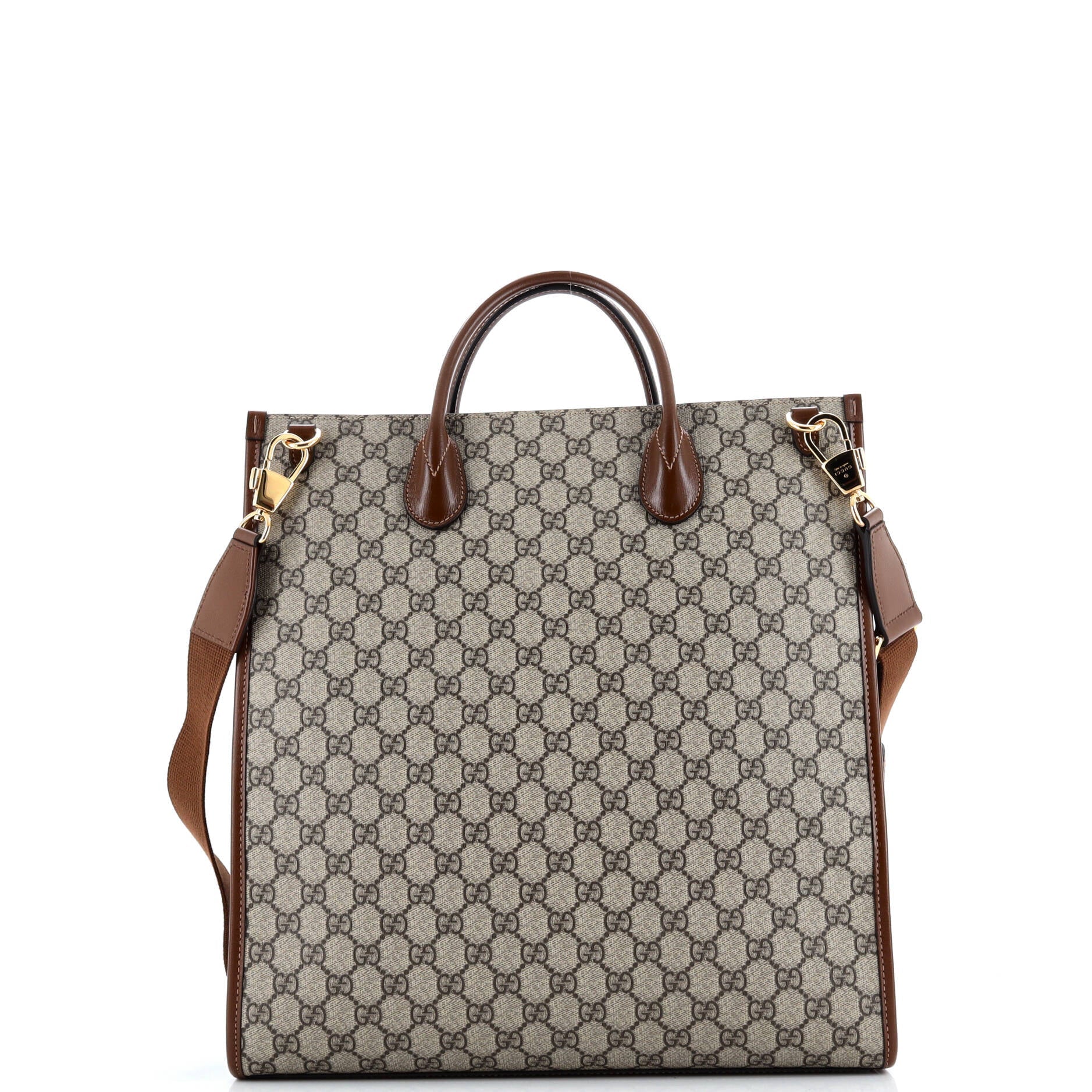 Vertical Structured Top Handle Open Tote GG Coated Canvas Medium