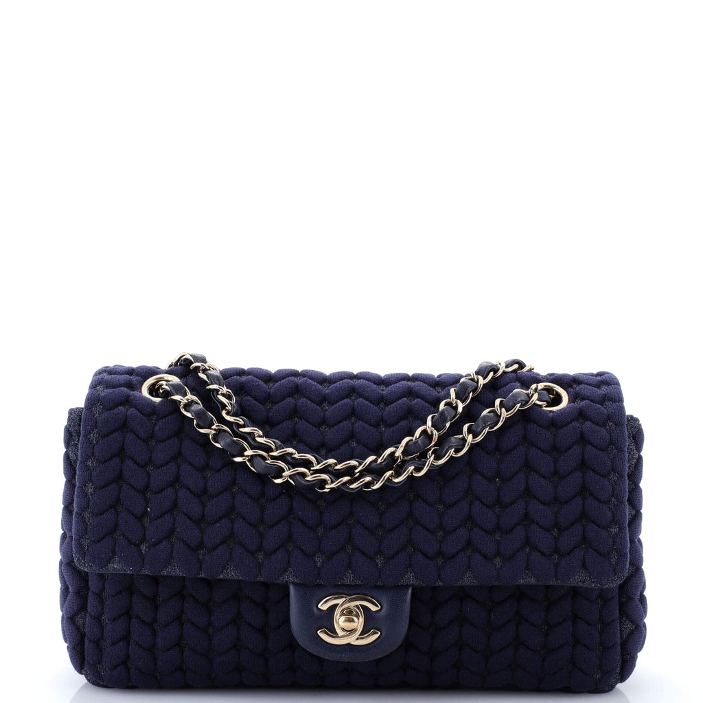 CC Chain Flap Bag Chevron Knit Jersey Medium
