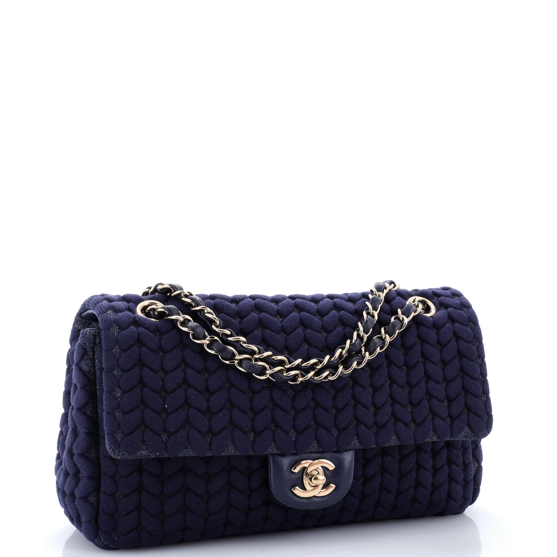CC Chain Flap Bag Chevron Knit Jersey Medium