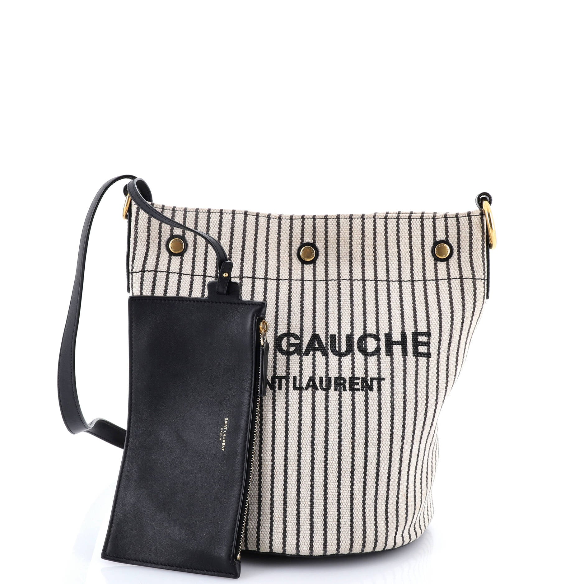 Rive Gauche Bucket Bag Striped Canvas