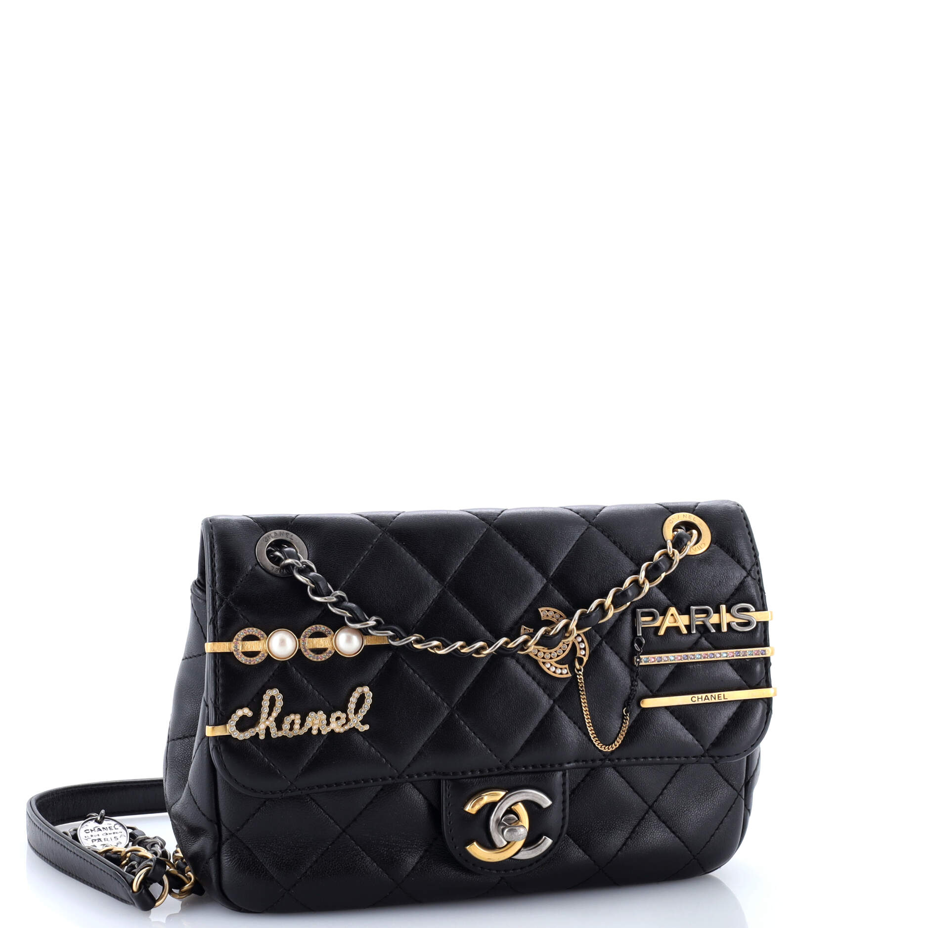 Coco Clips Flap Bag Embellished Quilted Lambskin Small