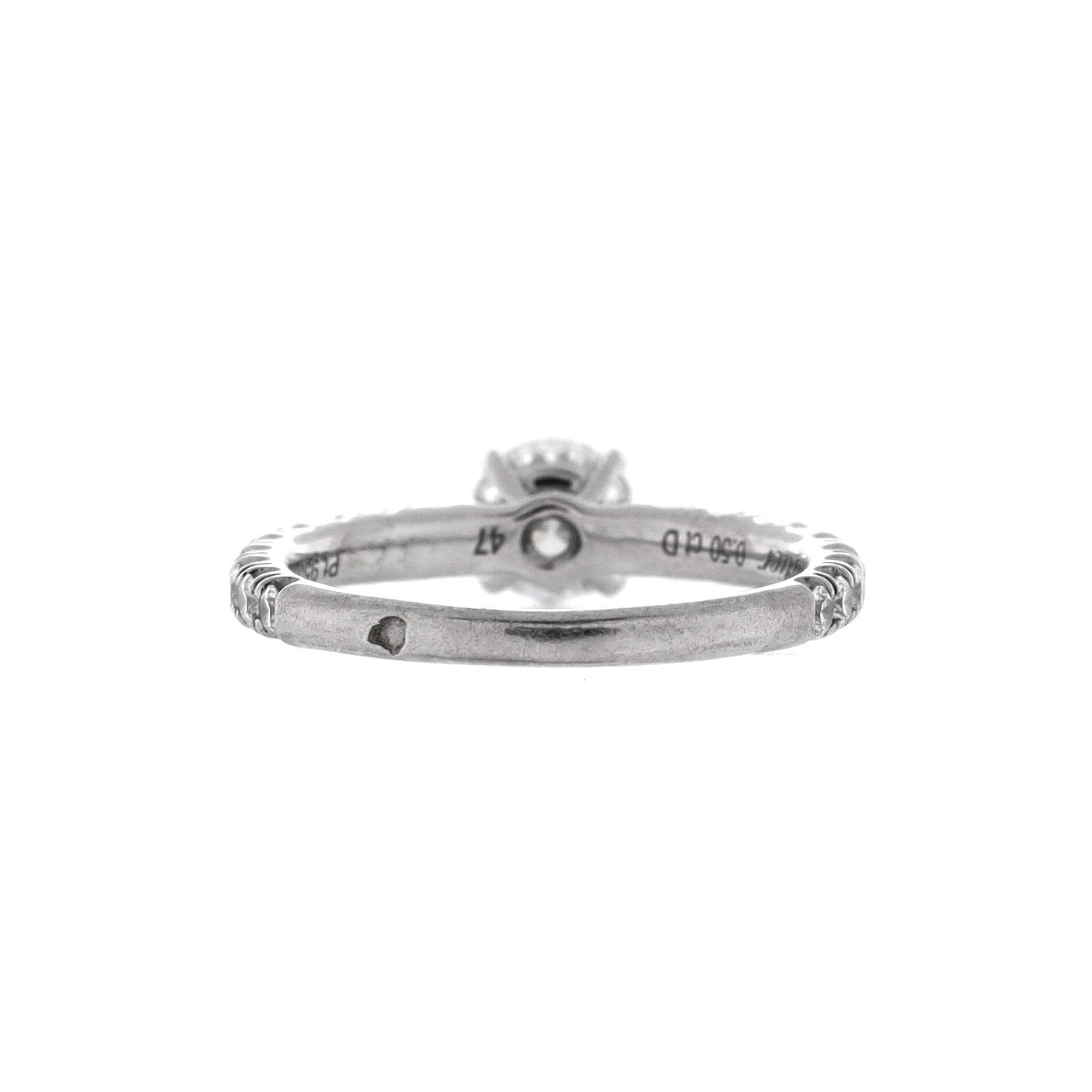 Etincelle de Cartier Solitaire Ring Platinum with RBC Diamond and Pave Diamonds E/VVS1 0.50CT