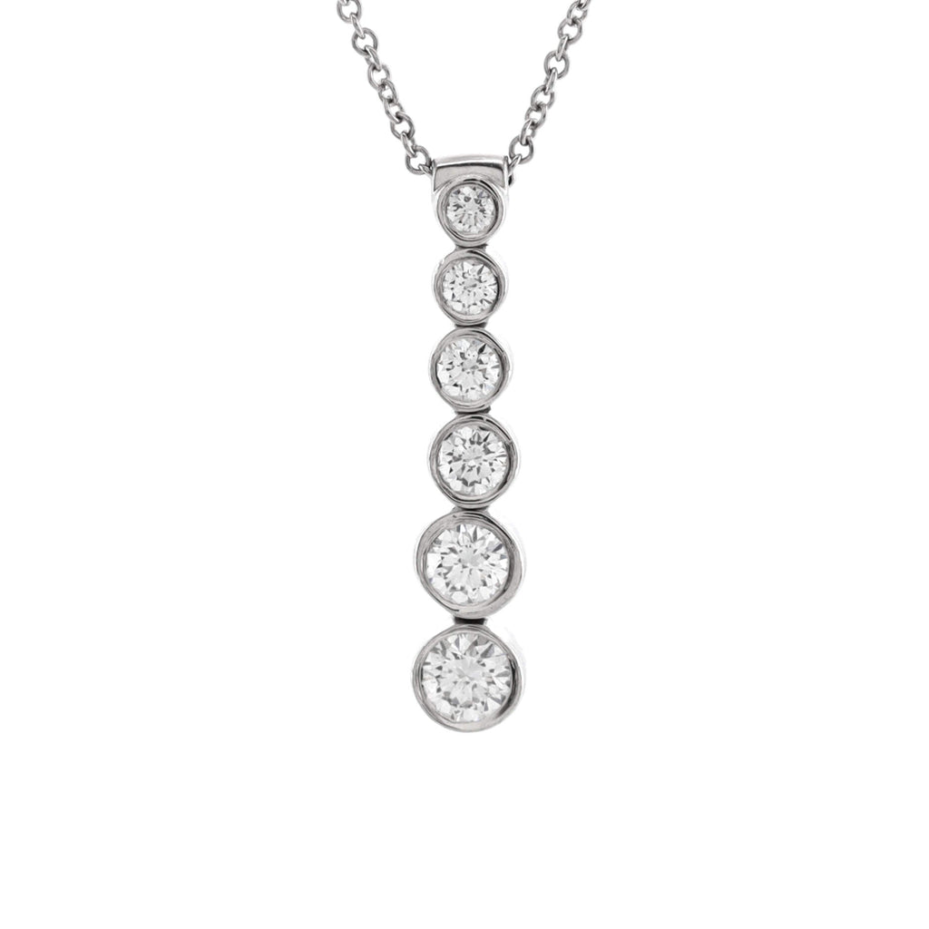 Jazz Graduated Drop Pendant Necklace Platinum and Diamonds