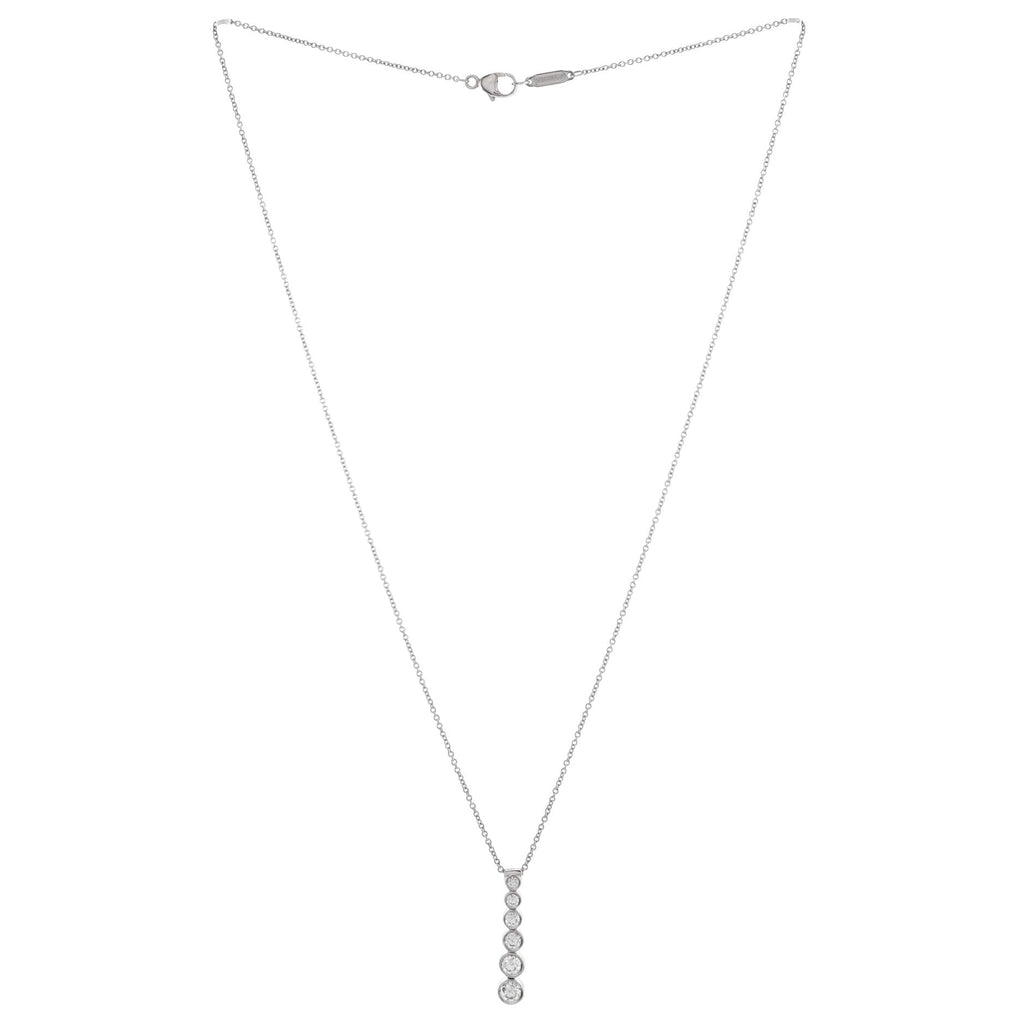 Jazz Graduated Drop Pendant Necklace Platinum and Diamonds