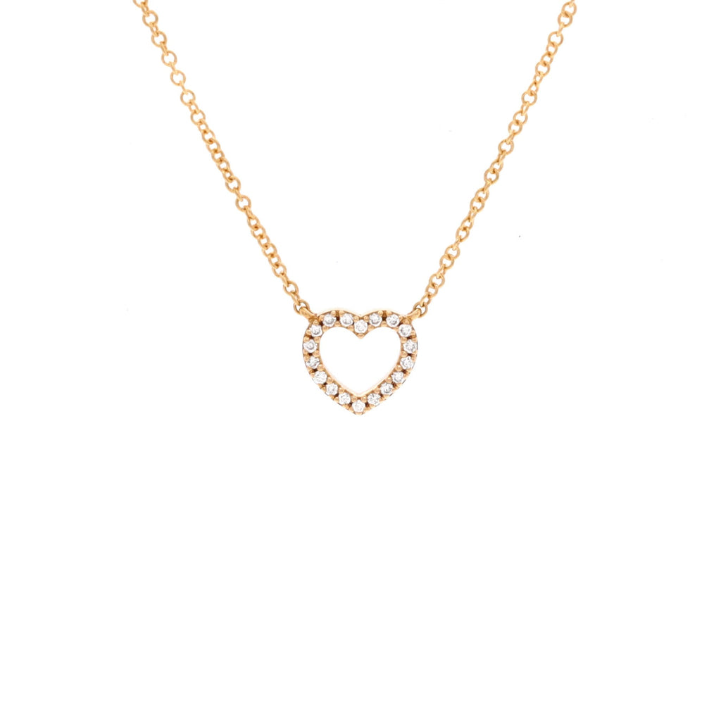 Metro Open Heart Pendant Necklace 18K Rose Gold and Diamonds Mini