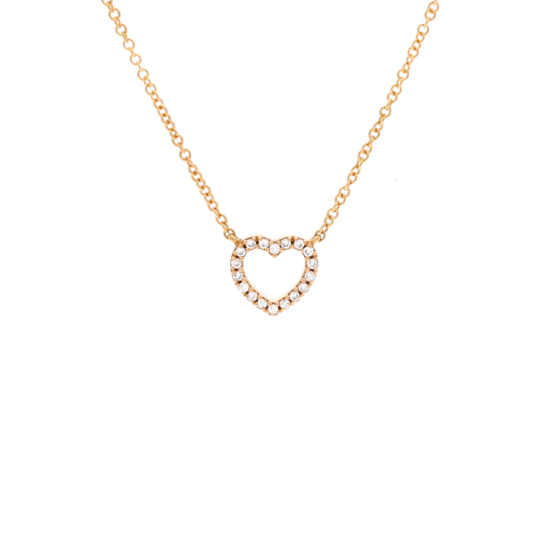 Metro Open Heart Pendant Necklace 18K Rose Gold and Diamonds Mini