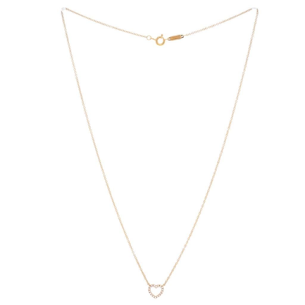 Metro Open Heart Pendant Necklace 18K Rose Gold and Diamonds Mini