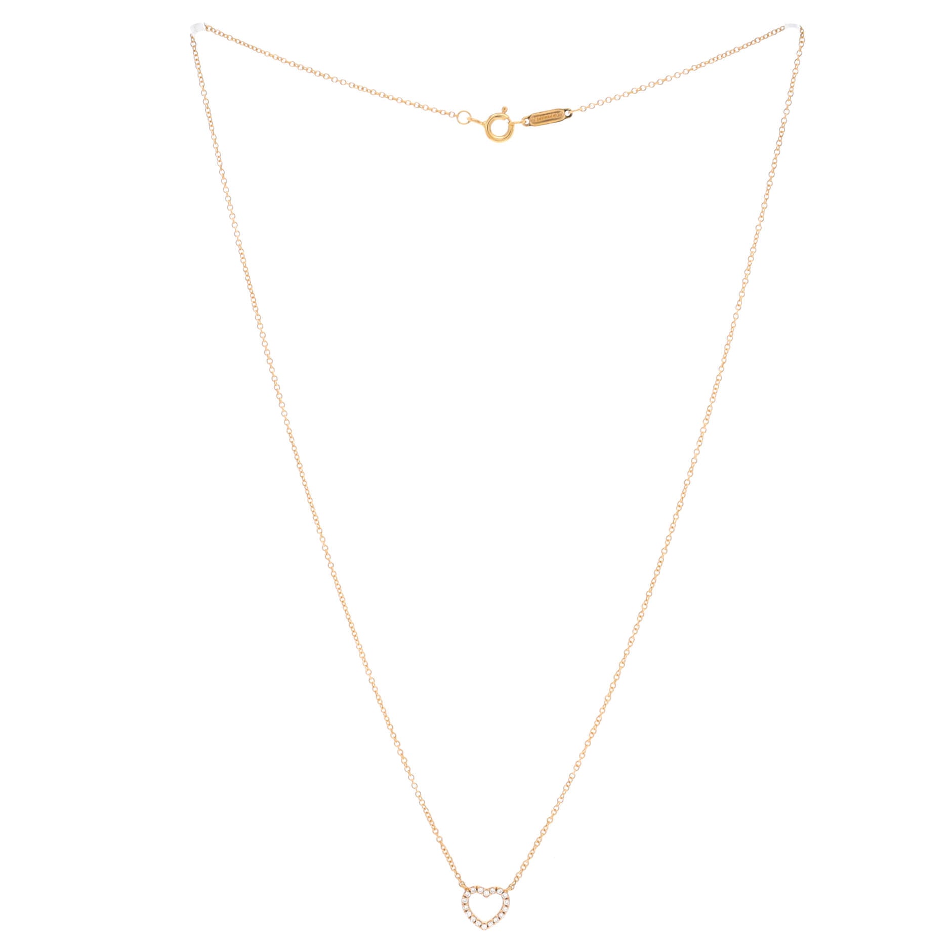 Metro Open Heart Pendant Necklace 18K Rose Gold and Diamonds Mini