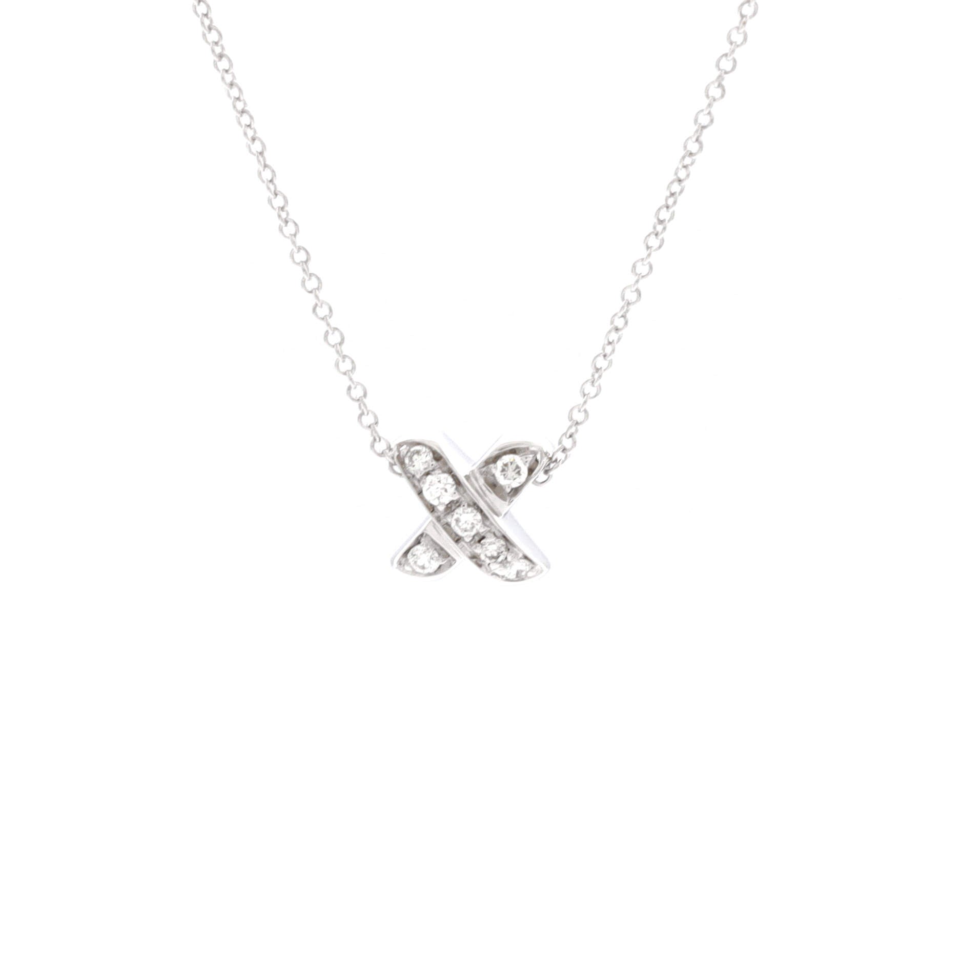 Signature X Pendant Necklace 18K White Gold with Diamonds