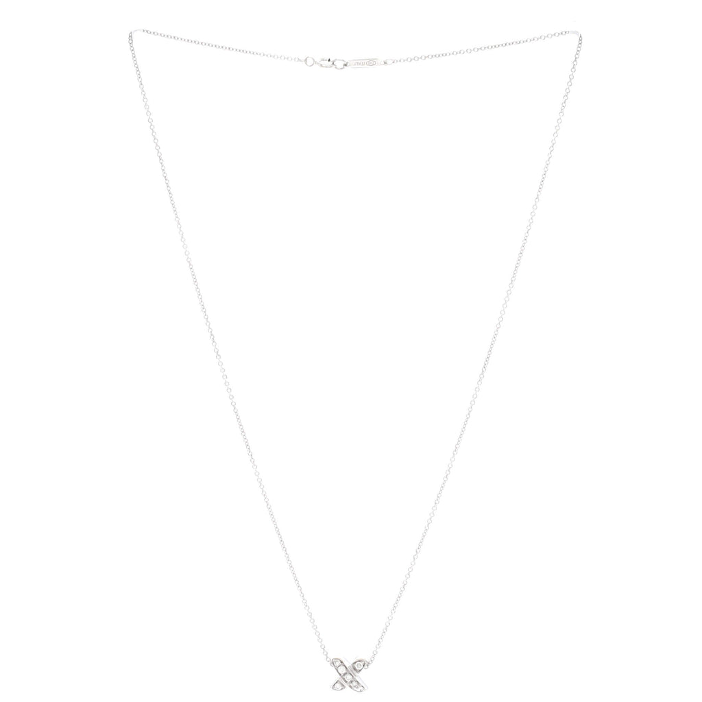 Signature X Pendant Necklace 18K White Gold with Diamonds