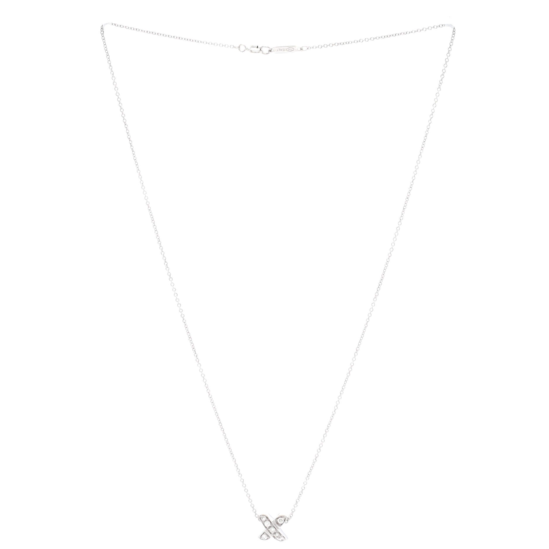 Signature X Pendant Necklace 18K White Gold with Diamonds
