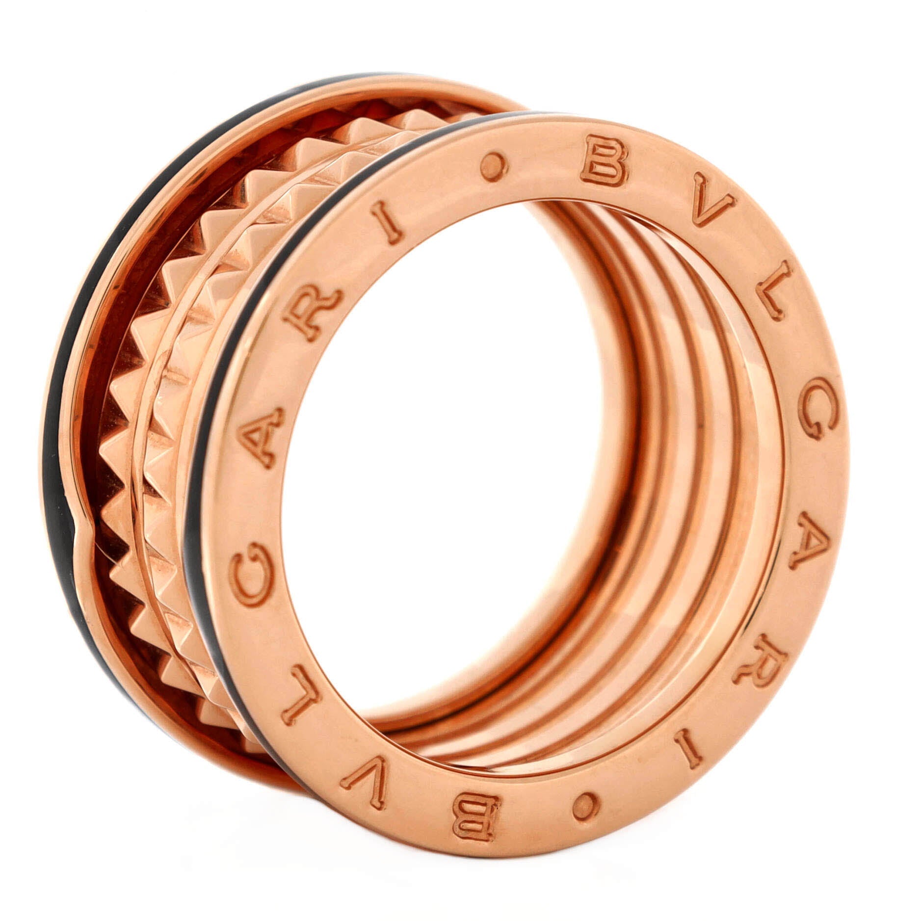 B.Zero1 Rock Four Band Ring 18K Rose Gold and Ceramic
