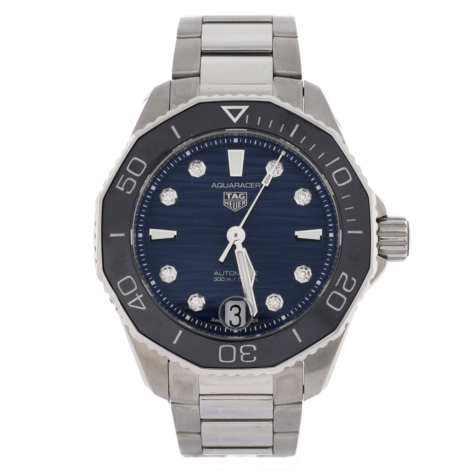 Aqua Racer Professional 300M Automatic Watch Stainless Steel with Ceramic and Diamond Markers 36