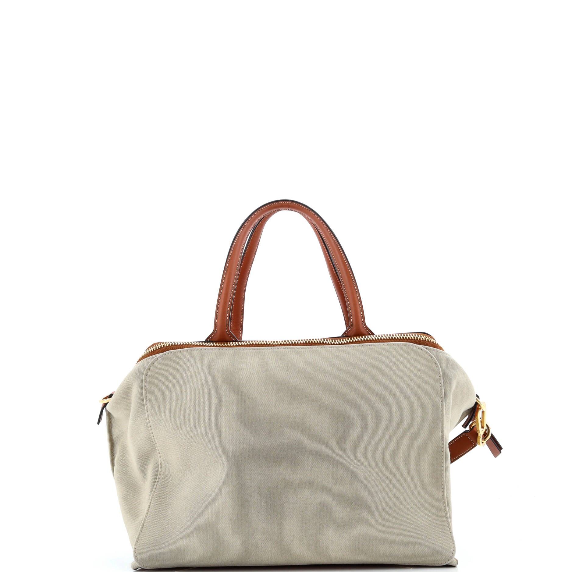 Double Zip Shoulder Bag Canvas and Leather