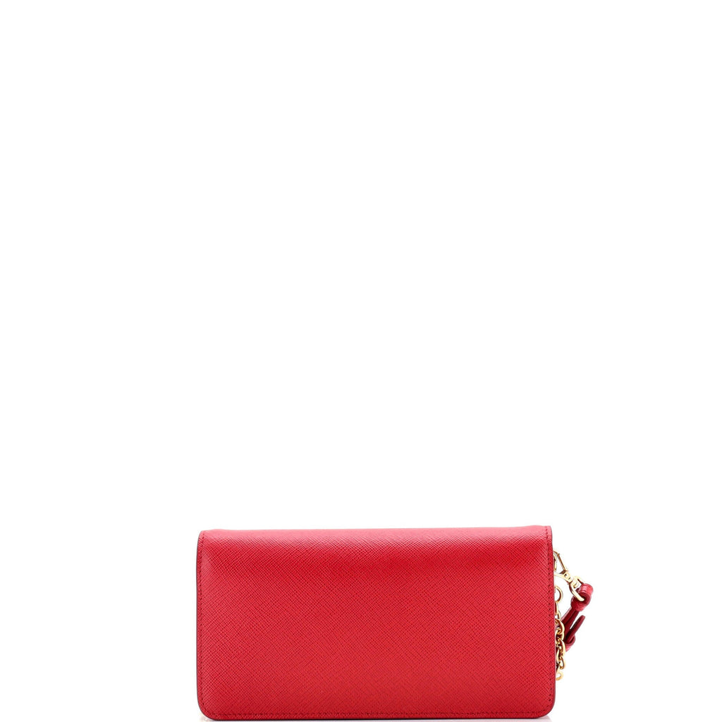 Monochrome Wristlet Wallet on Chain Saffiano Leather Mini