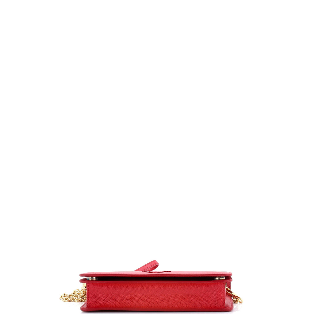 Monochrome Wristlet Wallet on Chain Saffiano Leather Mini