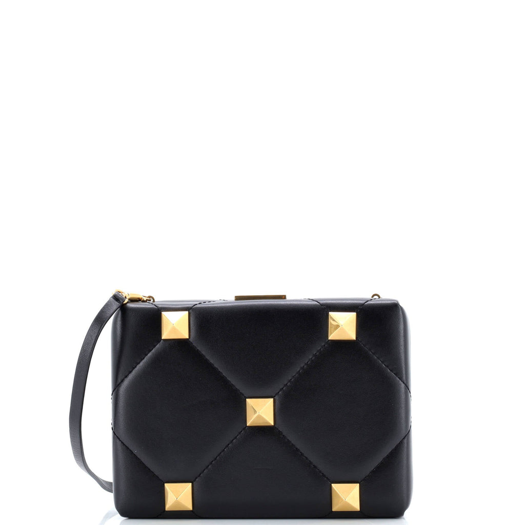 Roman Stud Minaudiere Clutch Quilted Leather