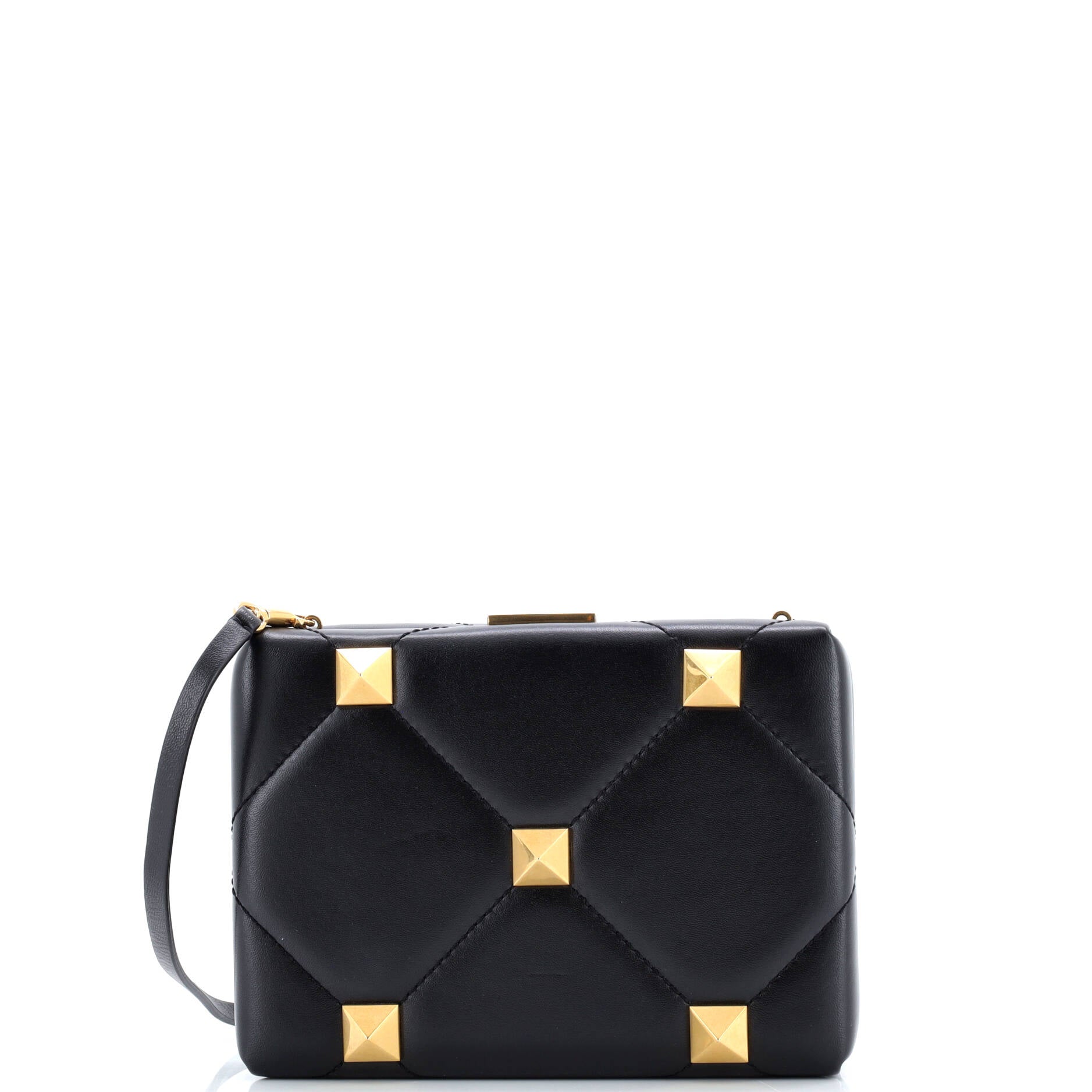 Roman Stud Minaudiere Clutch Quilted Leather