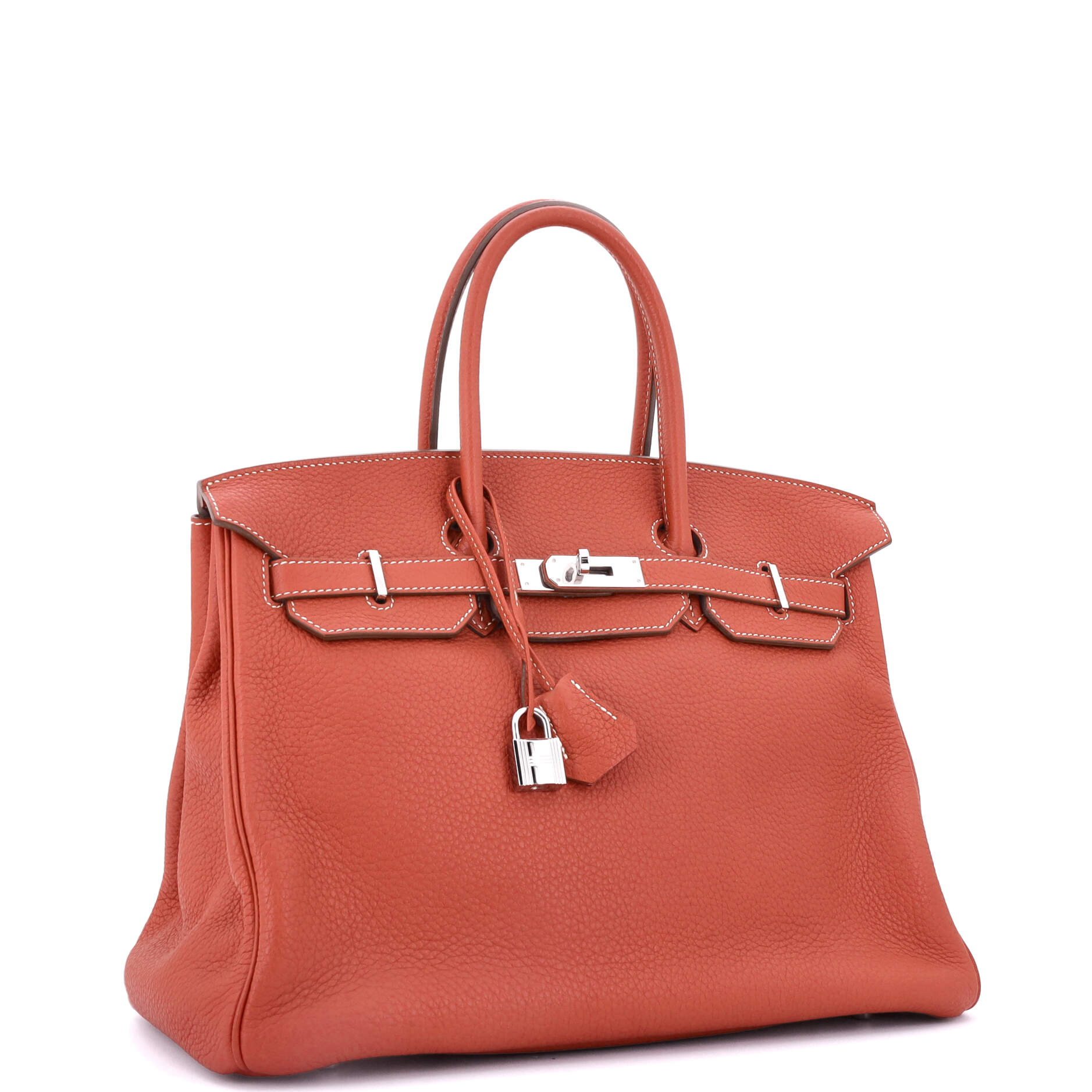Birkin Handbag Sanguine Clemence with Palladium Hardware 35