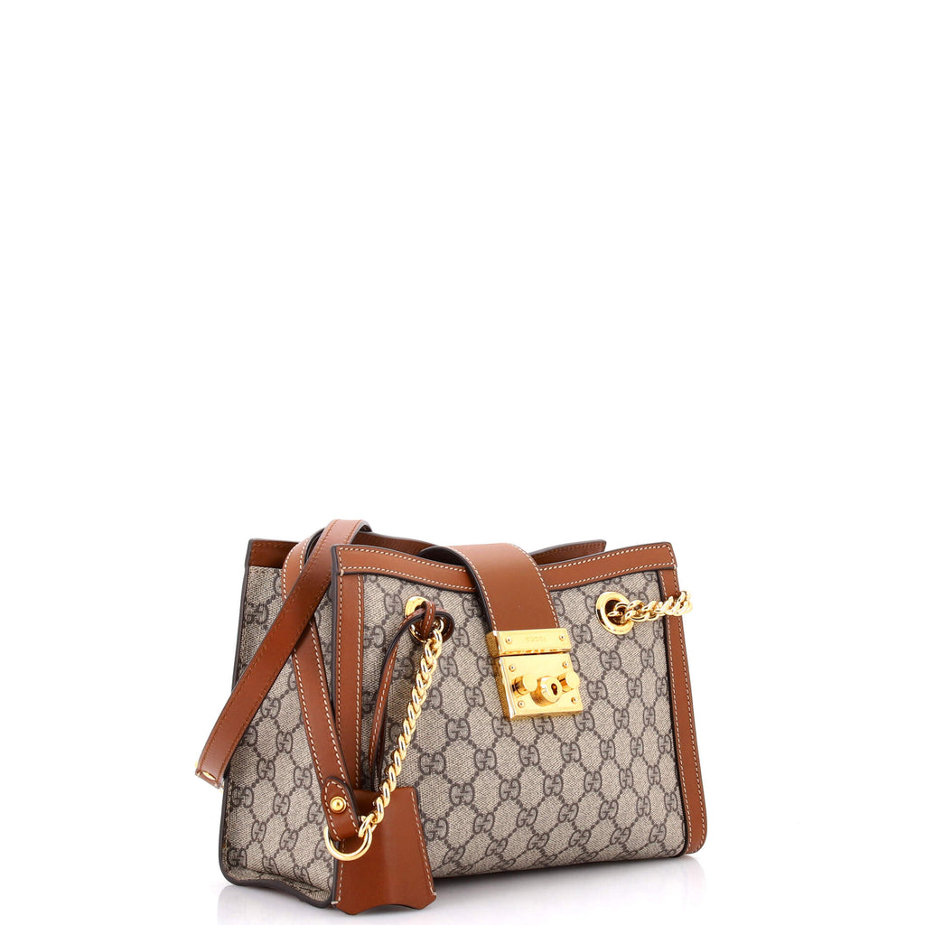 Padlock Chain Tote GG Coated Canvas with Leather Small